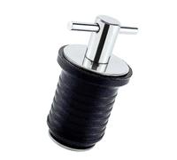 Wlinfetity Drenaje con mango en T para barcos y canoas, escotilla impermeable de goma y acero inoxidable con torsión ajustable, compatible con agujeros de 25 mm o 32 mm, color negro