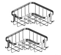 Wlinfetity Estantería de almacenamiento de metal para fregadero de cocina, acero al carbono, montaje en grifo, escurridor multicapa, para esponjas, cepillos, gris, 27 x 20 x 8 cm, 2 unidades
