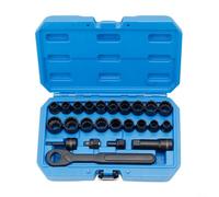 Wlinfetity Jeu de Clés à Douille Traversantes 24 10-19 mm, Cliquet Réversible 12 Pans 3/8-7/8 Pouce, Douilles Creuses en Acier pour Réparation Auto et Bricolage pour