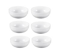 Wlinfetity Juego de 6 cuencos de melamina de 330 ml, color blanco, doble pared, irrompible, ligero, liso, redondo, para pasta, arroz, papilla, apto para lavavajillas, cocina y restaurante