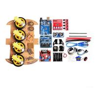 Wlinfetity Kit de chasis de coche robótico inteligente 4WD con motor de evitación para Arduino, kit completo para seguimiento de líneas y detección de obstáculos, módulo de aprendizaje ideal para