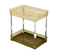 Wlinfetity Organizador de baño de 2 niveles para cosméticos, cuidado de la piel y perfumes, plástico ABS, 8.25 x 8.25 x 12.25 pulgadas, gris ahumado