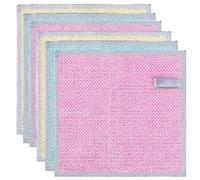 Wlinfetity Trapo para lavar platos de alambre plateado de 20 x 20 cm, paño de limpieza de doble cara para ollas y platos, estropajo de fibra de nailon reutilizable para limpieza del hogar (6 piezas)