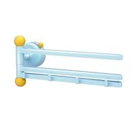 Wlinfetity Ventosa estante de cocina montado en la pared, giratorio, 3 niveles, toallero, ahorro de espacio, para detergente, esponjas, cocina, PET, azul, amarillo, 27 x 11,6 cm