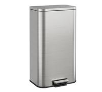 WLIVE Papelera De 55 Litros, Cubo De Basura De Acero Inoxidable Con Tapa De Cierre Suave, Papelera De Cocina Con Pedal y Cubo Interior, Para Dormitorio, Cocina Y Oficina, Color Plata