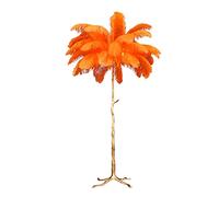 WLKE Lámparas estándar para sala de estar, lámpara de pie de plumas de avestruz real de lujo de 1,7 m, lámparas de pie nórdicas de resina para iluminación de decoración de villa/oficina/hotel, luz