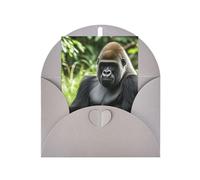WLKSNBVD Tarjeta de felicitación con sobres, diseño de Gorilla in the Grass Thinking of You, 10 x 15 cm, tarjetas en blanco para cumpleaños, baby shower, felicitaciones, bodas, agradecimientos, todas