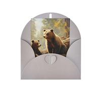 WLKSNBVD Tarjeta de felicitación con sobres, lindos osos que juegan en el árbol pensando en ti, tarjetas de notas en blanco de 4 x 6 pulgadas para cumpleaños, baby shower, felicitaciones, bodas
