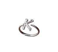 WLLDDDIU Anillo Abierto Ajustable con Inicial de Plata de Ley 925 para Mujer, Apilable, con Letras de La A A La Z, delicado Anillo de Eternidad con 26 Letras del Alfabeto, Regalo para Madre, Esposa,