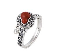 WLLDDDIU Anillo Ajustable,Anillo Ajustable de Plata de Ley 925 para Mujer, Estilo Retro desgastado, Giratorio, con Seis Palabras, Mantra, con Incrustaciones de Ágata Roja, Joyería para Hombres y M