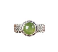 WLLDDDIU Anillo Ajustable,Anillos Abiertos Ajustables de Plata de Ley 925 para Mujer, con Tejido Retorcido, con Incrustaciones de Jaspe en Forma de Huevo, para El Pulgar, Regalo de Joyería para Su
