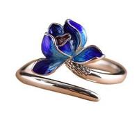 WLLDDDIU Anillo Ajustable,Anillos Abiertos Ajustables de Plata de Ley 925 para Mujer, Sencillos y Frescos, con Diseño de Flor de Loto, Estilo Étnico Retro, Joyería para Bodas, Promesas de Eternid