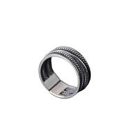 WLLDDDIU Anillo Ajustable,Anillos Anchos de Plata de Ley 925 para Mujer, Ajustables, Retro, Trenzados, entrelazados, Abiertos, para El Pulgar, Joyería para Fiestas, Clubes, Rock, Punk, Hip Hop, y2K