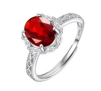 WLLDDDIU Anillo Clásico de Plata con Piedra Preciosa Natural de Corte Ovalado para Mujer, Anillo de Compromiso con Halo de Diamantes, Banda de Boda con Circonita Cúbica, Banda de Promesa de Eter