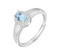 WLLDDDIU Anillo de Piedra Preciosa Natural de Corte Ovalado para Mujer, Anillo de Compromiso con Halo Solitario de Plata, Alianza de Boda Vintage Cepillada, Banda de Promesa de Eternidad Ajustable p