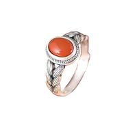WLLDDDIU Anillo de Plata de Ley 925,Anillo Abierto de Ágata con Superposición de Plata de Ley 925 para Mujer, Piedra Preciosa Natural Ovalada, Solitario, Banda Ajustable, Círculo de Oreja de Trig