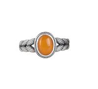 WLLDDDIU Anillo de Plata de Ley 925,Anillo Ajustable de Plata de Ley 925 para Mujer, Estilo Retro Elegante, con Diseño de Trigo y Incrustaciones de Cera de Abejas Ovalada, Joyería para Boda, Prome