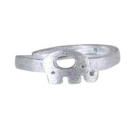 WLLDDDIU Anillo de Plata de Ley 925,Anillo Ajustable de Plata de Ley 925 para Mujer, Sencillo y Liso, con Diseño de Elefante de Dibujos Animados Cepillado, Abierto, Elegante, Apilable, para Uso Dia