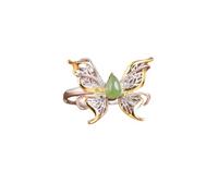 WLLDDDIU Anillo Plata 925 Damas,Anillos Abiertos Ajustables de Plata de Ley 925 para Mujer, Elegantes Anillos de Jaspe con Incrustaciones de Mariposa Chapados en Oro, Joyería para Boda, Promesa de