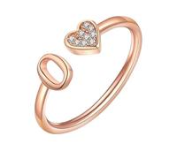 WLLDDDIU Anillos Abiertos de Plata de Ley 925 para Mujeres y Niñas, Ajustables, con Inicial de Corazón, Apilables, con Letra de La A A La Z, para dedo, Promesa de Boda, Compromiso, Joyería, Regal
