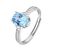 WLLDDDIU Anillos de Compromiso de Plata con Piedras Preciosas Naturales de Corte Ovalado para Mujer, Amatista, Citrino, Topacio, Peridoto y Rubí, Anillo de Promesa Solitario con Diamante Simulado,