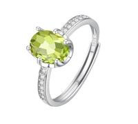 WLLDDDIU Anillos de Compromiso de Plata con Piedras Preciosas Naturales de Corte Ovalado para Mujer, Amatista, Citrino, Topacio, Peridoto y Rubí, Anillo de Promesa Solitario con Diamante Simulado,