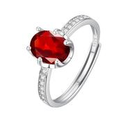 WLLDDDIU Anillos de Compromiso de Plata con Piedras Preciosas Naturales de Corte Ovalado para Mujer, Amatista, Citrino, Topacio, Peridoto y Rubí, Anillo de Promesa Solitario, Anillo de Bodas de Ani