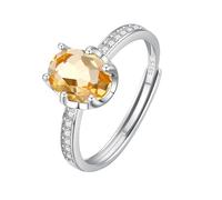 WLLDDDIU Anillos de Compromiso de Plata con Piedras Preciosas Naturales de Corte Ovalado para Mujer, Amatista, Citrino, Topacio, Peridoto y Rubí, Anillo de Promesa Solitario con Diamantes Simulados