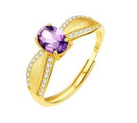 WLLDDDIU Anillos de Compromiso de Plata de Ley 925 con Solitario de Corte Ovalado y Piedra Preciosa Natural para Mujer, Alianza Vintage Cepillada, Anillo Ajustable de Eternidad con Circonita Cúbica