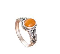 WLLDDDIU Anillos de Plata,Anillo Abierto Ajustable de Plata de Ley 925 para Mujer, Elegante Anillo Ovalado con Incrustaciones de Cera de Abejas, Joyería para Boda, Promesa de Eternidad, Regalo de d