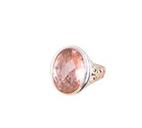 WLLDDDIU Anillos de Plata,Anillos Abiertos Ajustables de Plata de Ley 925 para Mujer con Incrustaciones de Circonita Cúbica Rosa Ovalada, Banda Solitaria, Anillo de dedo de Moda, Joyería, Regalo p