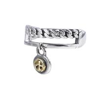 WLLDDDIU Anillos de Plata,Anillos Abiertos de Plata de Ley 925 para Mujer, Ajustables, Vintage, con Cadena Trenzada desgastada, con Colgantes, Banda para El Pulgar con Personalidad, Joyería, Regalo