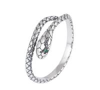 WLLDDDIU Anillos de Plata,Anillos Ajustables de Serpiente de Plata Esterlina 925, Retro, Ligeros, de Lujo, con Diseño del Zodiaco, Estilo Punk, Hechos A Mano, Banda Abierta, Apilables, Joyería par