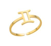 WLLDDDIU Anillos de Plata de Ley 925 con El Símbolo del Zodíaco para Hombres y Mujeres, Apilables, con 12 constelaciones Astrológicas, Abiertos, Chapados en Oro, Ajustables, Tallas 13-17, Joyas,