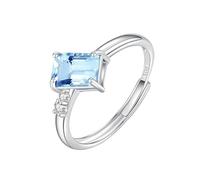 WLLDDDIU Anillos de Plata de Ley con Corte Cojín y Piedras Preciosas Naturales para Mujer, Anillo de Compromiso Solitario, Ajustable, Diamante Simulado, Alianza de Boda y Topacio.