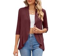 WLLDDDIU Bolero de 3/4 Mangas de Mujer Shhh Ligero Abierto Delante Bajo Cascada Cardigan Casual de Punto Suave encimera de Capas Cárdigan Recortado de Verano para Trabajo Diario Invitado A Bodas Bo
