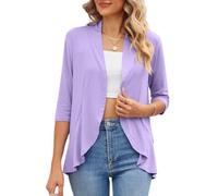 WLLDDDIU Bolero de 3/4 Mangas para Mujer Shhh Ligero Abierto en El Frente Bajo en Cascada Cardigan Camiseta Casual de Punto Suave para Capas Cardigan Corto de Verano para Trabajo Diario Invitado A B