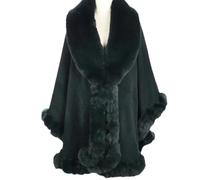 WLLDDDIU Cárdigan de Abrigo de Lana con Capa de Piel de Conejo sintética para Mujer,Poncho de Lujo,Bufanda,cárdigan con Frente Abierto Vintage,suéter,Manta Ligera,Abrigo,Chal,Regalo para Mujer,Verde