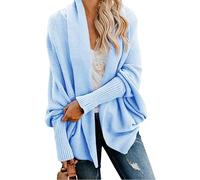 WLLDDDIU Cárdigan de Gran Tamaño para Mujer, Chaqueta Tipo Chal Tipo Kimono de Punto Grueso de Otoño, Moderno Cárdigan de Manga Larga de Murciélago con Frente Abierto, Suéteres Casuales, Prend
