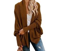 WLLDDDIU Cárdigan de Gran Tamaño para Mujer, Chaqueta Tipo Chal Tipo Kimono de Punto Grueso de Otoño, Moderno Cárdigan de Manga Larga de Murciélago con Frente Abierto, Suéteres Casuales, Prend