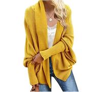 WLLDDDIU Cárdigan de Gran Tamaño para Mujer, Chaqueta Tipo Chal Tipo Kimono de Punto Grueso de Otoño, Moderno Cárdigan de Manga Larga de Murciélago con Frente Abierto, Suéteres Casuales, Prend