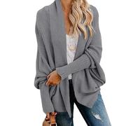 WLLDDDIU Cárdigan de Gran Tamaño para Mujer, Chaqueta Tipo Chal Tipo Kimono de Punto Grueso de Otoño, Moderno Cárdigan de Manga Larga de Murciélago con Frente Abierto, Suéteres Casuales, Prend