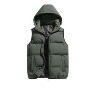 WLLDDDIU Chalete Acolchada de Hombre con Capucha Extraíble Gilet Acolchado Gruesa Chaqueta Sin Mangas Cálida con Bolsillos, Chaqueta Casual con Cremallera Antiviento Al Aire Libre y Calentador Cor