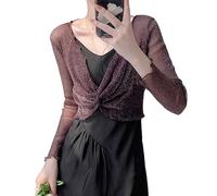 WLLDDDIU Chaqueta Verano Mujer, Bolero de Manga Larga para Mujer, Sexy, Transparente, de Malla Cruzada, para Entrenamiento Informal, con Mangas para Los Brazos, Ligero, Elástico, para Verano, Bási