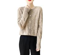 WLLDDDIU Jersey de Punto Ligero de Punto de Cuello Redondo de Cachemir de Caxemira para Mujer, Jersey de Lana Hueca Suave, Top de Capas para El Día A Día de Caja, Camiseta de Camillo para El Día