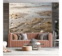 WLLDDDIU Mural de Pared con Papel Pintado Autoadhesivo, Fondo Pintado Natural de Arena Húmeda Junto Al Mar, Cartel Adhesivo, Película Vinilicosa Removible Impermeable para Salón, Baño, Ducha, Do