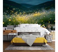 WLLDDDIU Mural Mágico de Pared de Firefly Meadow Valley, Papel Pintado Panorámico Autoadhesivo 3D Mural Impermeable de Vinilo Removible para Dormitorio y Guardería decoración del Hogar 392X280Cm