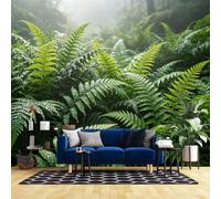 WLLDDDIU Mural Mural Panorámico Autoadhesivo 3D para Salón, Papel Pintado de Hojas de Plantas de Selva Tropical Verde Impermeable y Extraíble decoración de Pared para El Hogar 300X250Cm (118X98