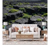 WLLDDDIU Mural Panorámico de Pared de Piedra Lavática Negra, Papel Pintado Grueso Impermeable de Vinilo Adhesivo y Revestimiento Natural de Pared Volcánica desmontable para El Dormitorio del Sal