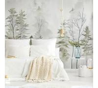 WLLDDDIU Papel Pintado Adhesivo, Bosque Empañado Papel Pintado Autoadhesivo Acuarela Árboles Mural de Pared Murales No Tejidos Pegatinas de Arte Moderno para La Pared decoración del Hogar para Do